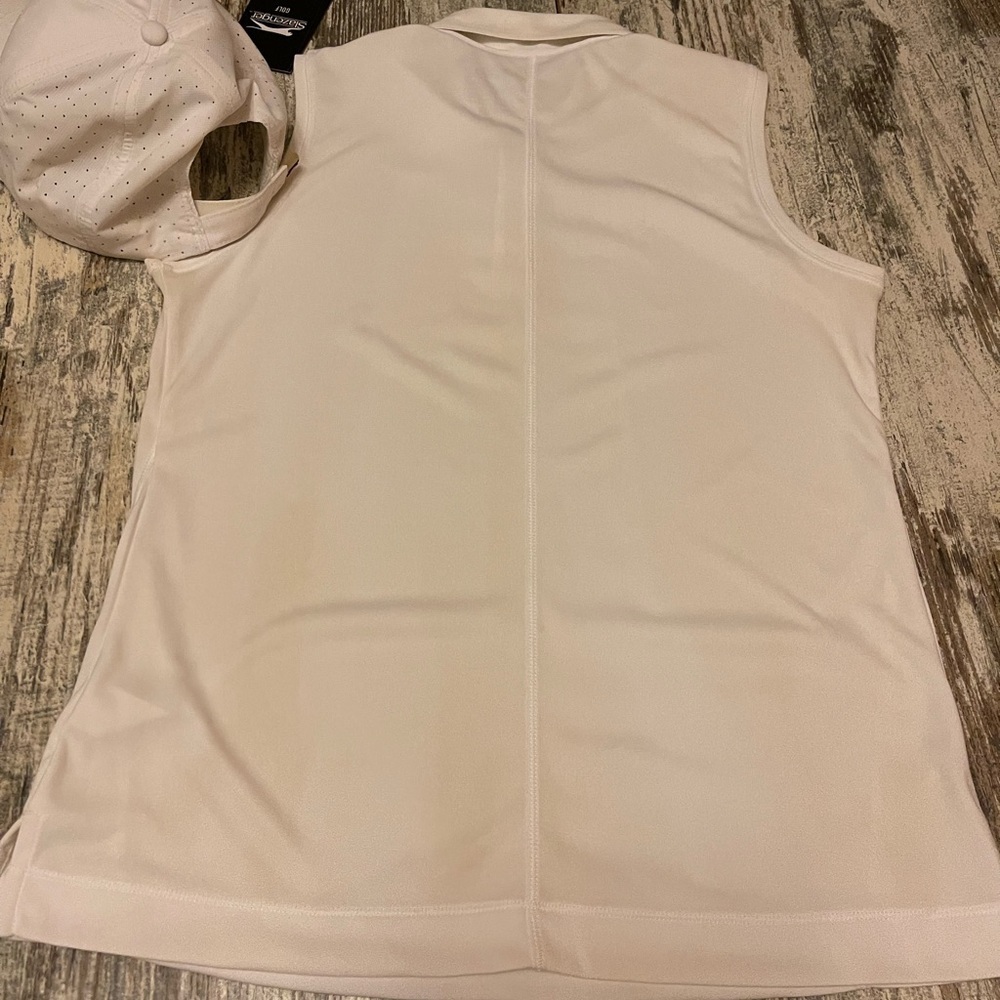 Slazenger Golf Shirt Sleeveless White Small Hat - Picture 2 of 4